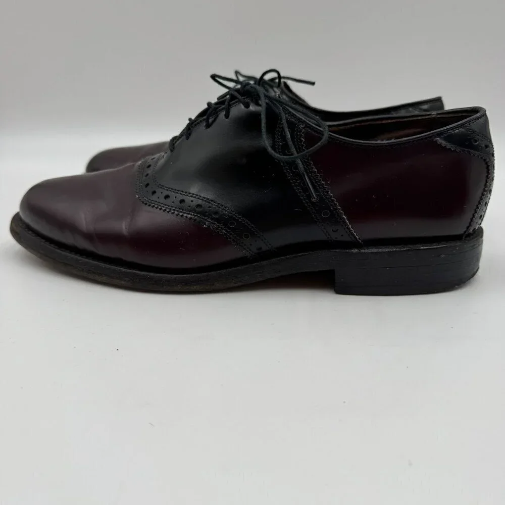 Allen Edmonds Polo Saddle Style Dress Shoes Mens Size 8D Black & Burgundy